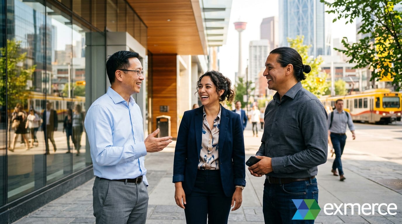 Calgary business owners building genuine connections at a networking event
