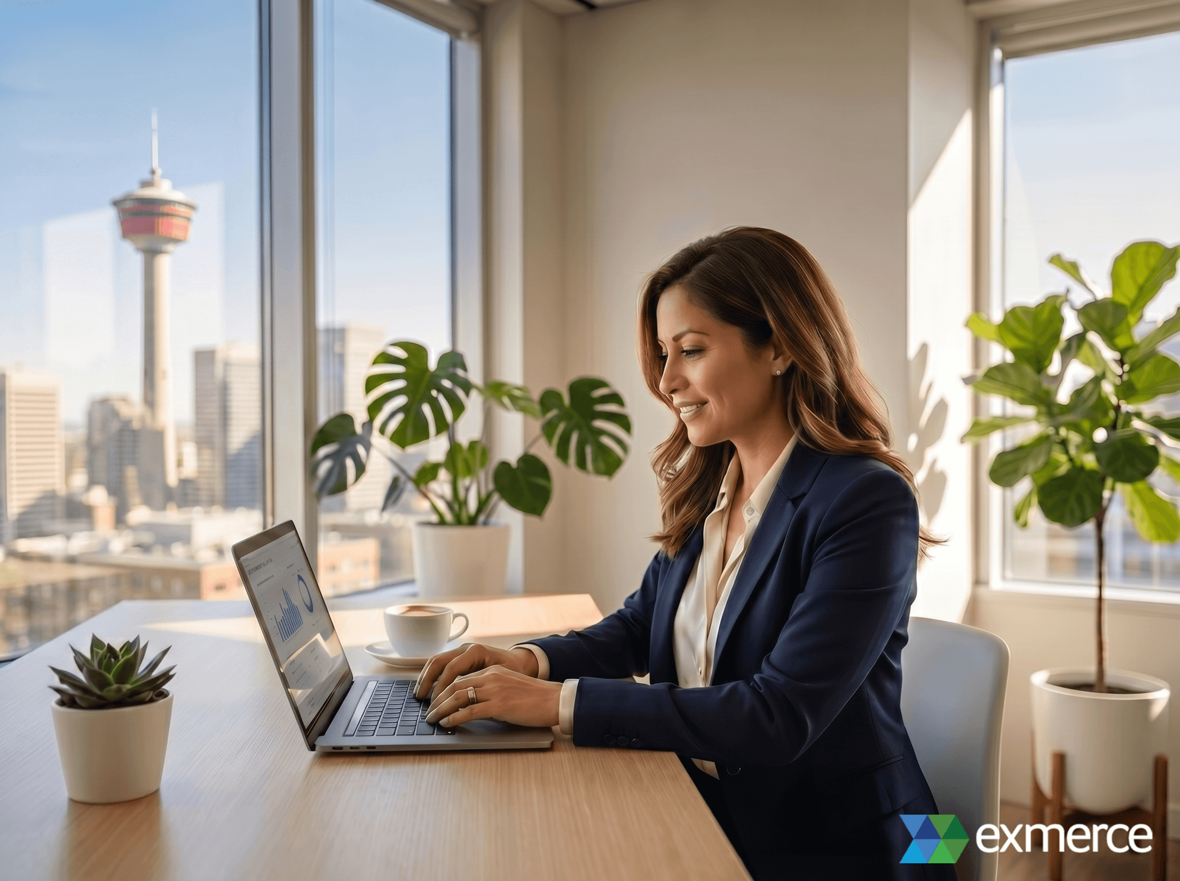 Calgary contractor working at a desk reviewing business documents